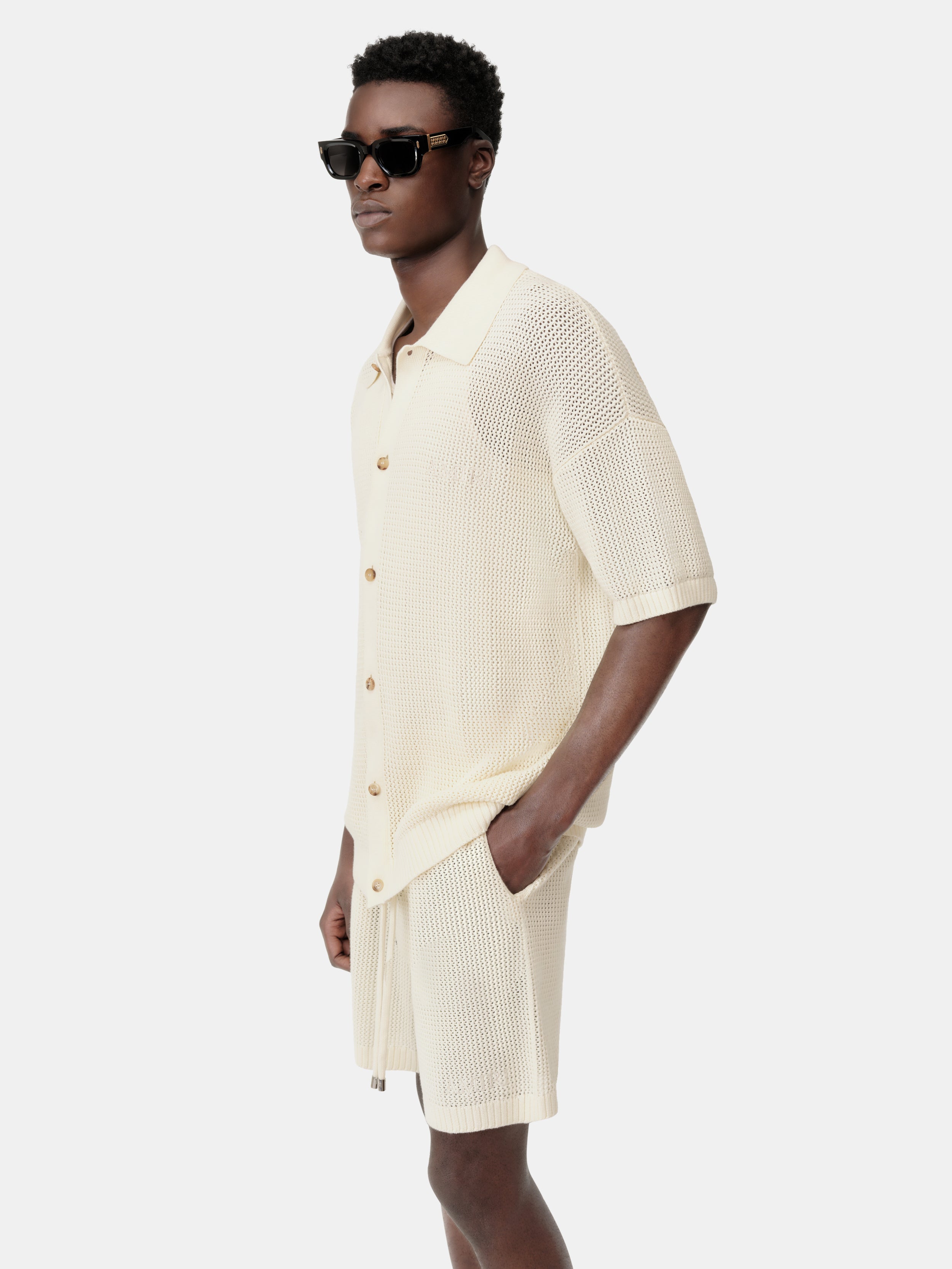 AMIRI CROCHET MESH SHIRT - Ivory