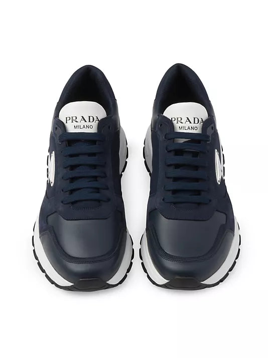 Prada  Nubuck and Re-Nylon High-Top Sneakers