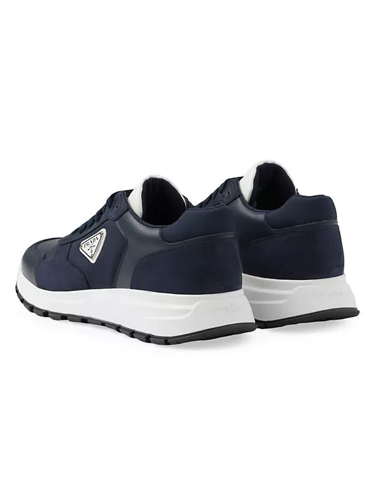 Prada  Nubuck and Re-Nylon High-Top Sneakers