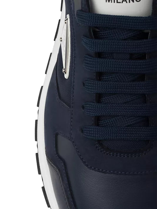 Prada  Nubuck and Re-Nylon High-Top Sneakers