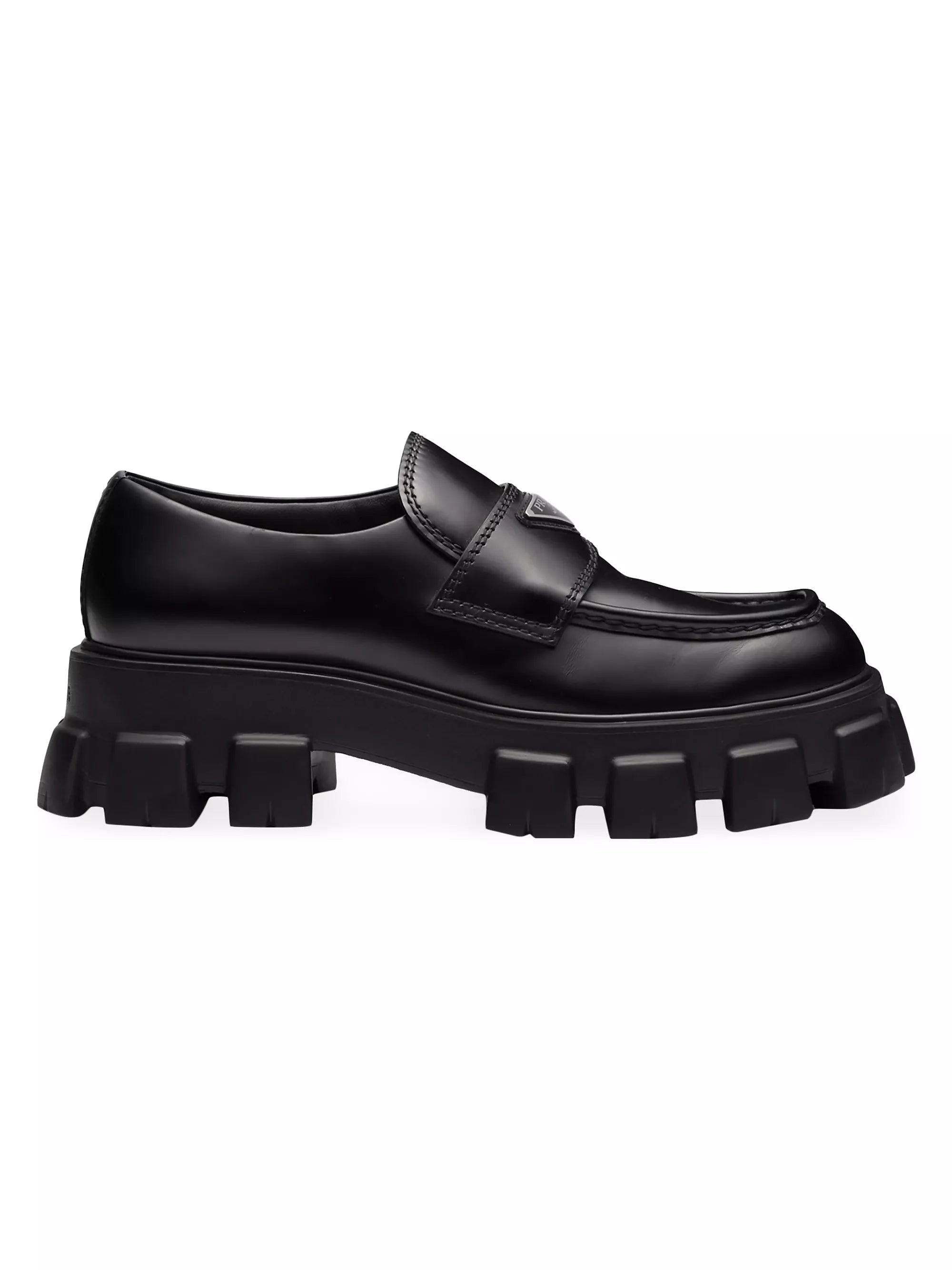Prada  Monolith Brushed Leather Loafers