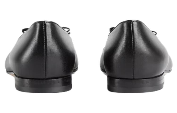 (WMNS) Gucci Ballet Flat With Double G Leather 'Black' 680878-BKO60-1000 #.