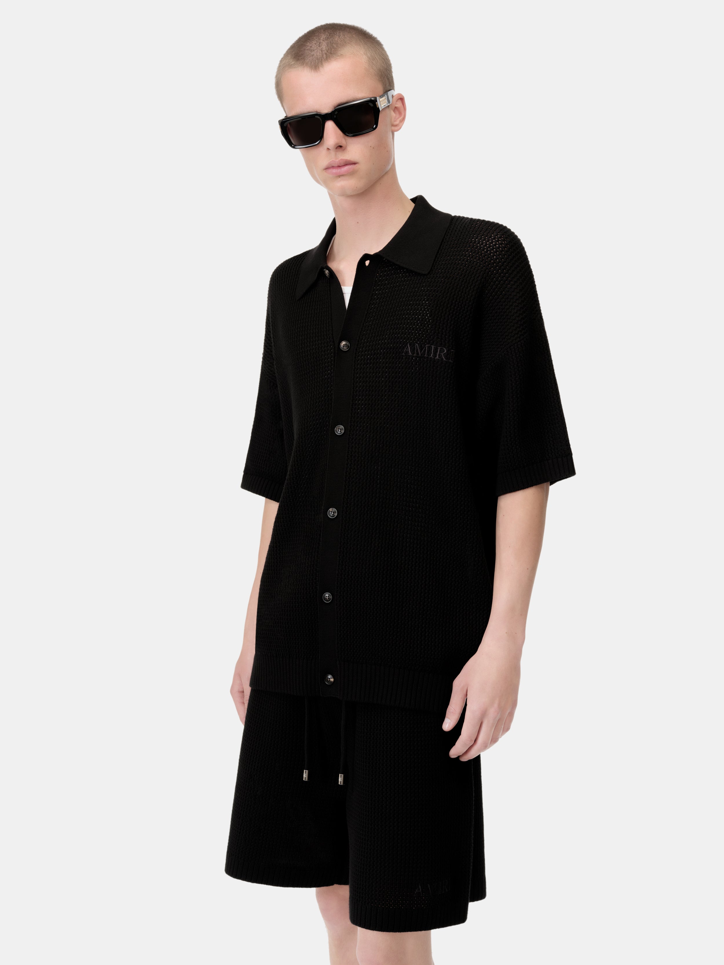 AMIRI CROCHET MESH SHIRT - Black