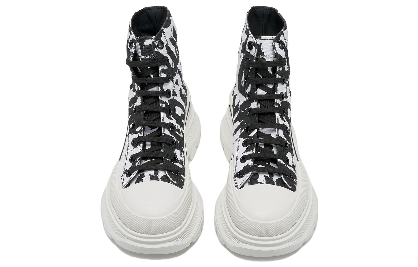 Alexander McQueen Tread Slick Graffiti Boots 'White Black Cream' 705667W4TG49356 #