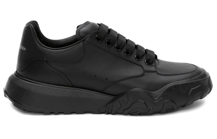 Alexander McQueen Oversized Court Trainer 'Black Leather' 634619WIA981000 #