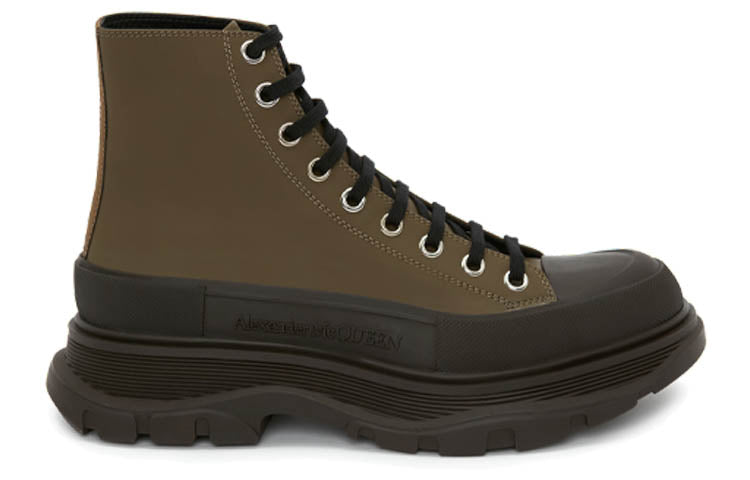 Alexander McQueen Leather Ankle Boots 'Khaki Green' 627206WHYK33238 #