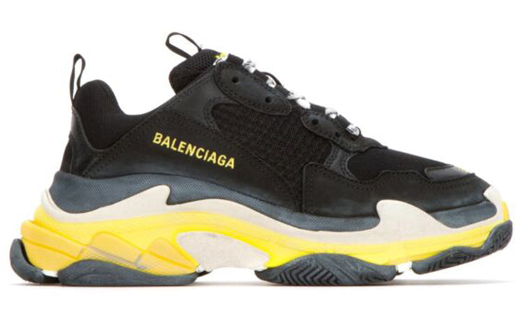 (WMNS) BALENCIAGA Triple S Daddy Shoes Black/Yellow 531388W090G1087 #