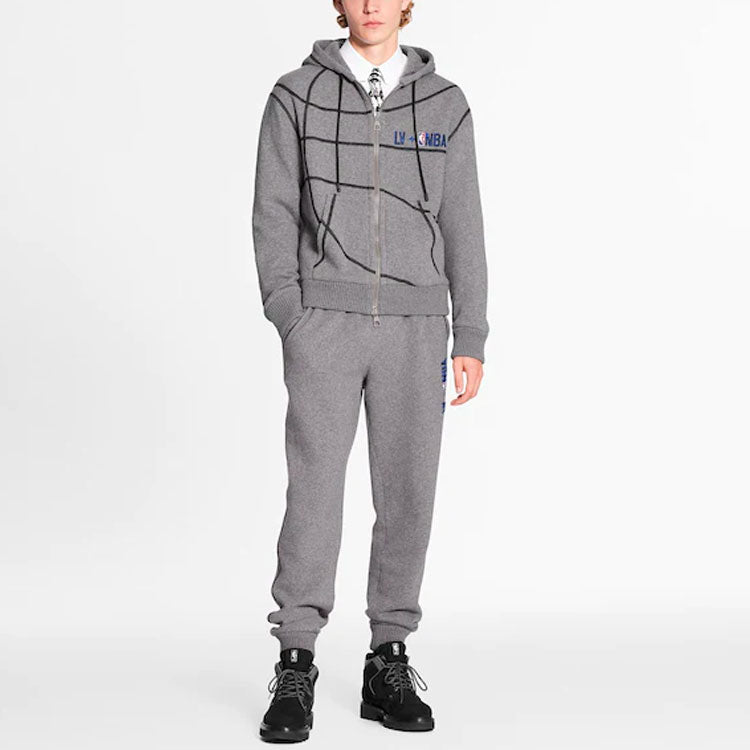 LOUIS VUITTON x NBA Logo Print Sweatshirt M Grey 1A8GW2#.
