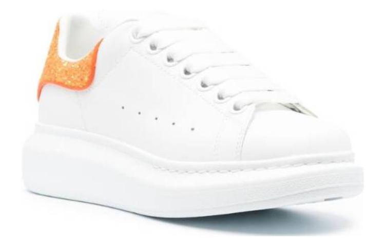 (WMNS) Alexander McQueen Oversized Sneaker 'White Orange Glitter' 718239WIDJD8825 #