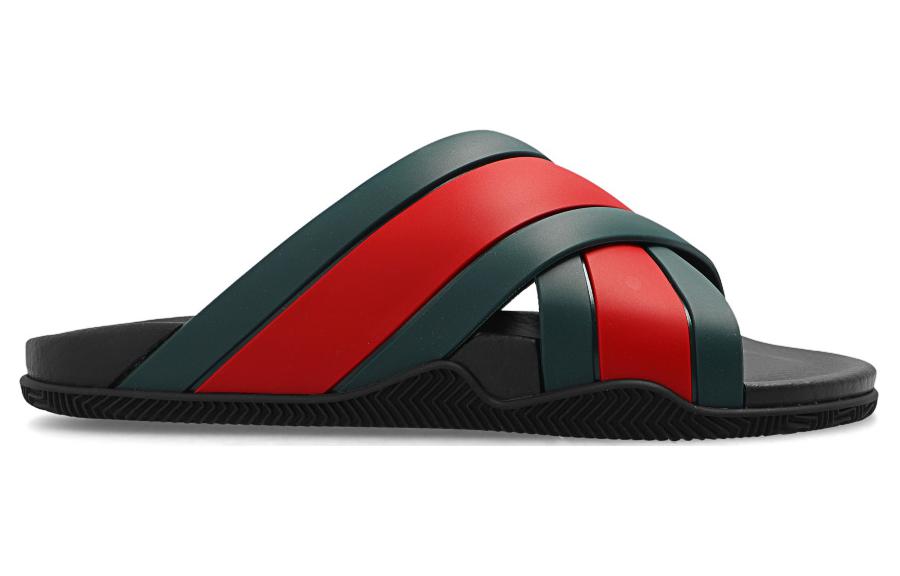 (WMNS) Gucci Slide Web Stripe 'Black' 627820-J8700-8460 #