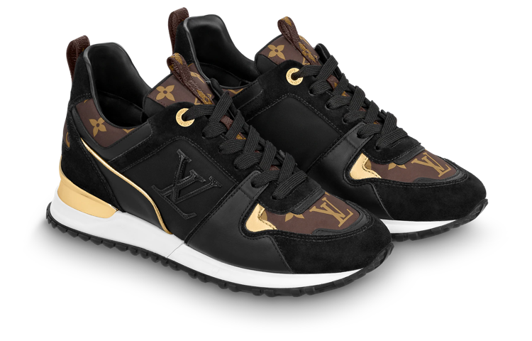 (WMNS) LOUIS VUITTON Run Away Trainers 'Black with Brown Monogram' 1AAP39 #