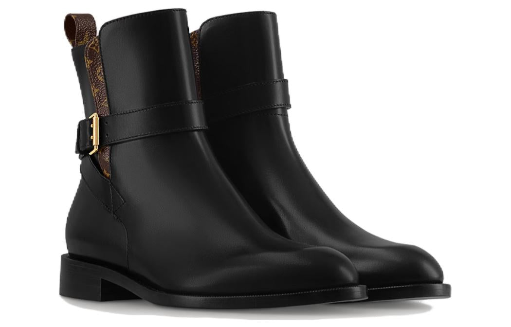 (WMNS) LOUIS VUITTON Westside Ankle Boots 'Black with Brown Monogram' 1ABUAU #