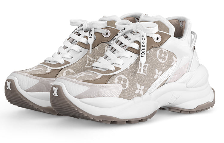 (WMNS) LOUIS VUITTON Run 55 Sneakers 'Beige Monogram with Brown White' 1AC28C #