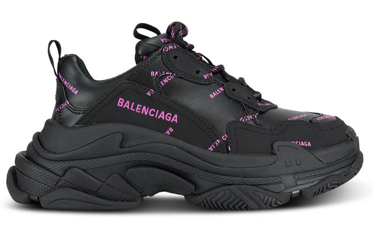 (WMNS) Balenciaga Triple S Sneaker 'All Over Logo - Black Pink' 524039W2FA11050 #