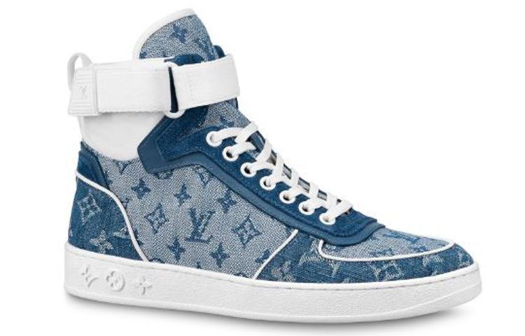 (WMNS) LOUIS VUITTON LV Boombox Monogram High-Top Sneakers Denim-Blue 1A8E3C #
