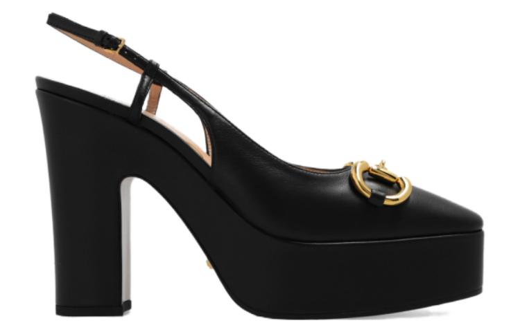 (WMNS) Gucci High heel pump with Horsebit 'Black Leather' 723837-BKO00-1000 #