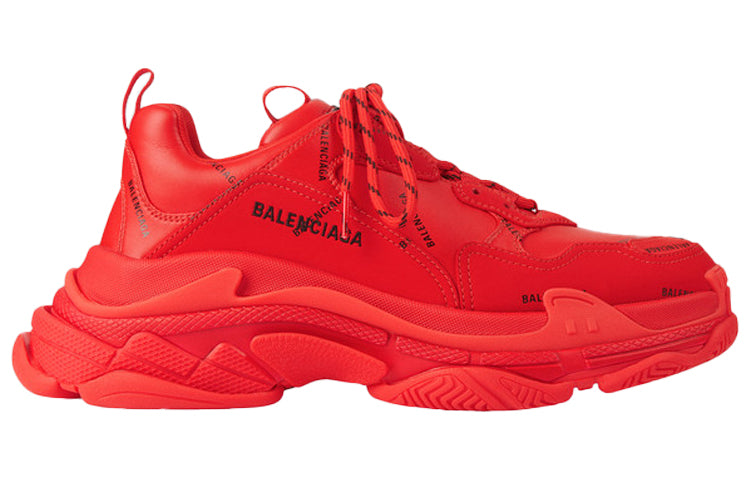 (WMNS) Balenciaga Allover Logo Triple S Sports Shoes Red 524039W2FA16010 #