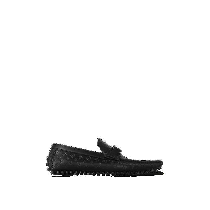 LOUIS VUITTON Hockenheim Moccasin Shoes 'Black Minimonogram' 1ABM4R #