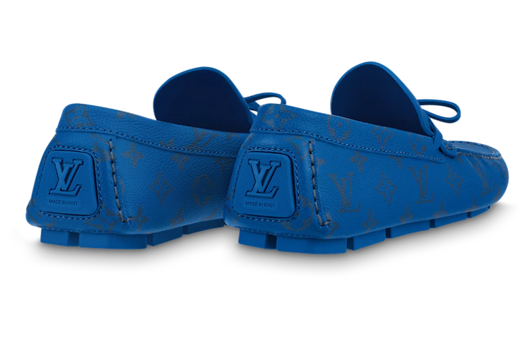 LOUIS VUITTON Driver Moccasin Shoes 'Blue Monogram' 1AAQ02 #
