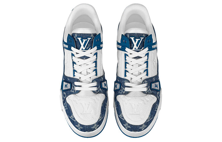 LOUIS VUITTON LV Trainers 'White with Denim Monogram' 1A9JGO #