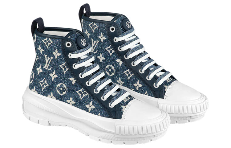 (WMNS) LOUIS VUITTON Squad Ankle Sneakers 'Denim with Monogram' 1A9S12 #