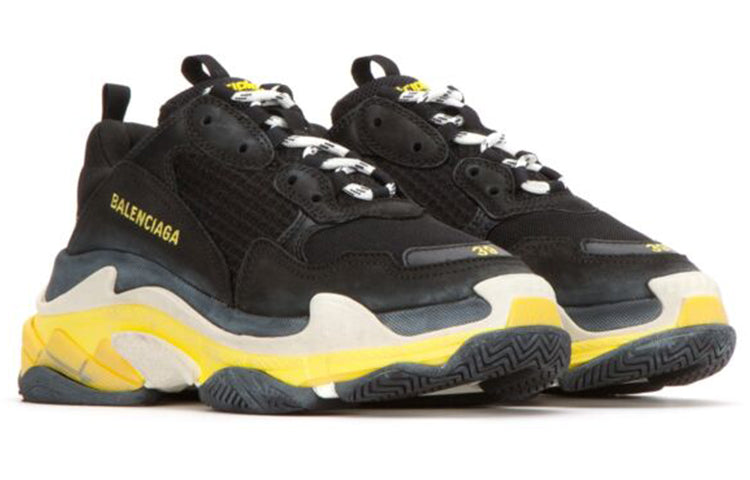 (WMNS) BALENCIAGA Triple S Daddy Shoes Black/Yellow 531388W090G1087 #