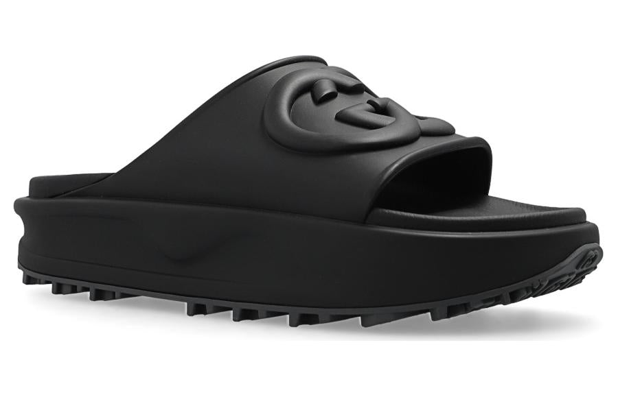 Gucci Interlocking G slide sandal 'Black Rubber' 692380-JF000-1000 #