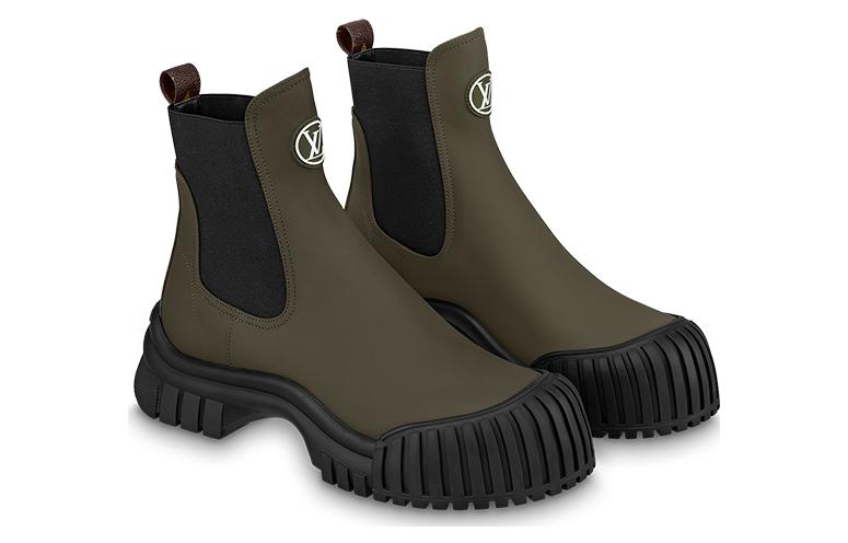 (WMNS) LOUIS VUITTON Ruby Flat Ankle Boots 'Olive Green' 1ABUIG #