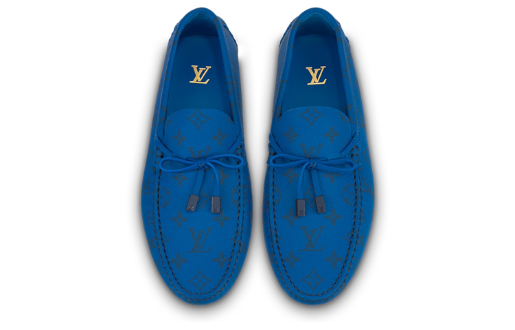 LOUIS VUITTON Driver Moccasin Shoes 'Blue Monogram' 1AAQ02 #