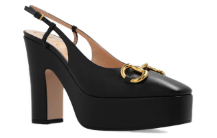 (WMNS) Gucci High heel pump with Horsebit 'Black Leather' 723837-BKO00-1000 #