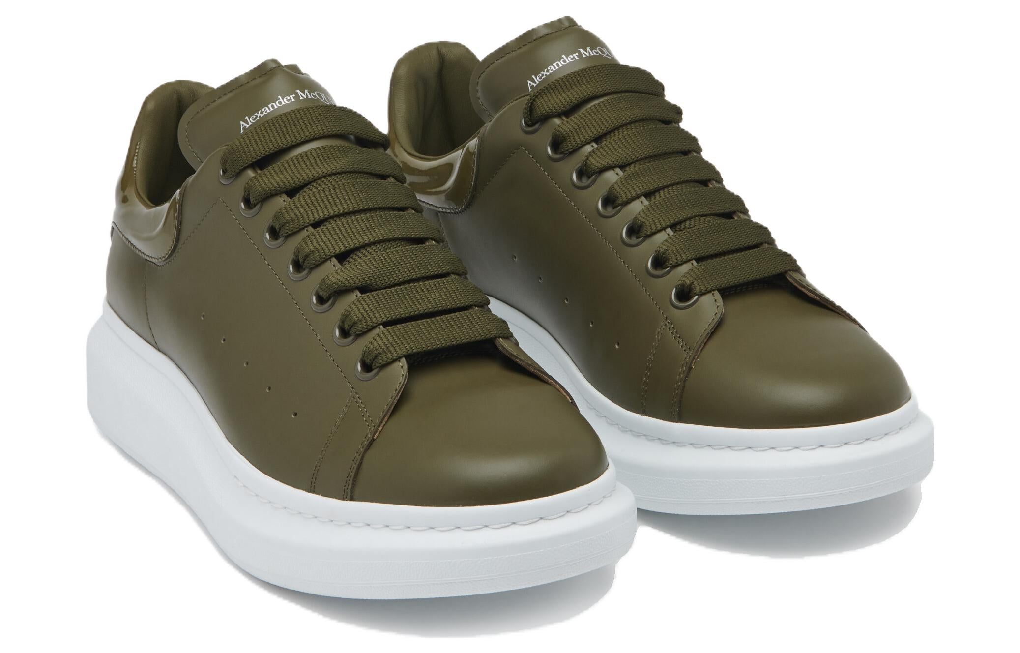 Alexander McQueen Oversized Leather Sneakers 'Olive Green' 777279WIE9C3211 #
