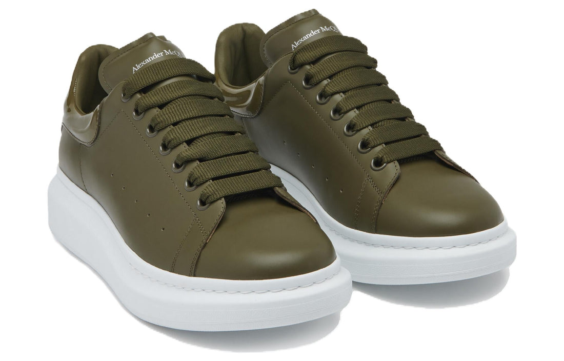 Alexander McQueen Oversized Leather Sneakers 'Olive Green' 777279WIE9C3211 #