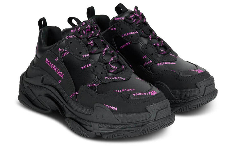 (WMNS) Balenciaga Triple S Sneaker 'All Over Logo - Black Pink' 524039W2FA11050 #