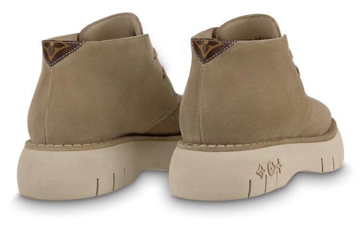 LOUIS VUITTON Square Suede Ankle Boots 'Beige' 1AANRZ #
