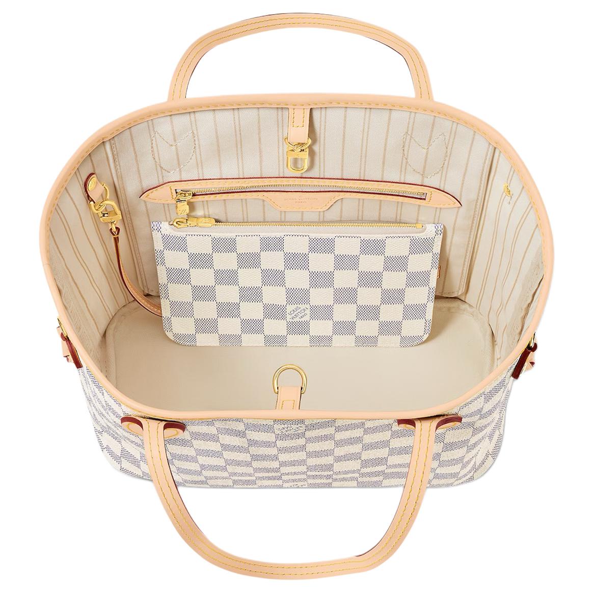 (WMNS) LOUIS VUITTON Neverfull PM Damier Azur Canvas Handbag 'Grey Gold' N40605 #