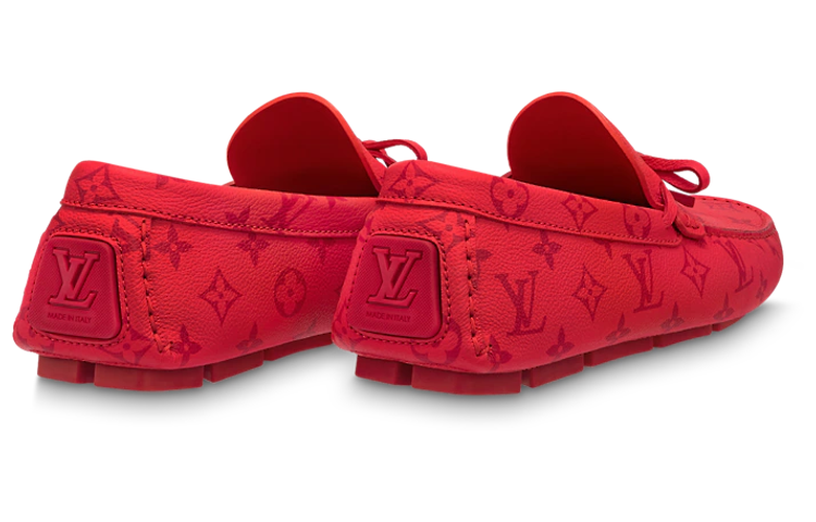 LOUIS VUITTON Driver Moccasin Shoes 'Red Monogram' 1AAPY6 #
