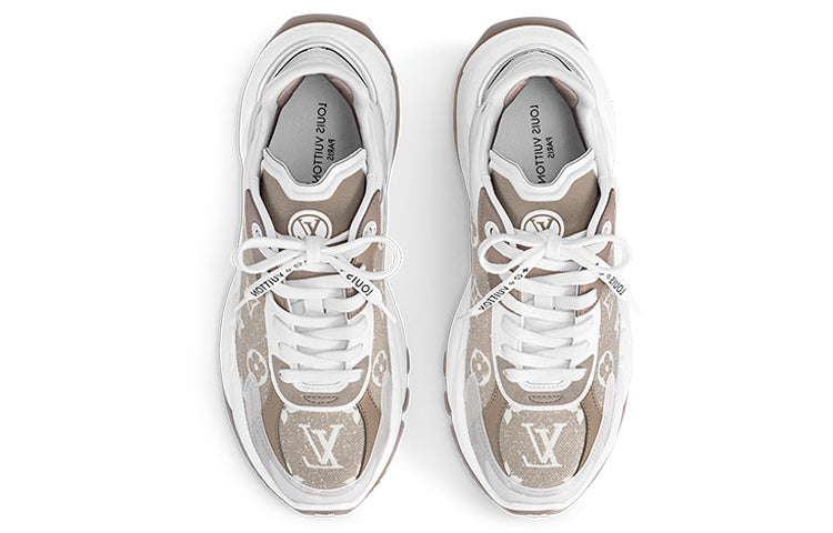 (WMNS) LOUIS VUITTON Run 55 Sneakers 'Beige Monogram with Brown White' 1AC28C #
