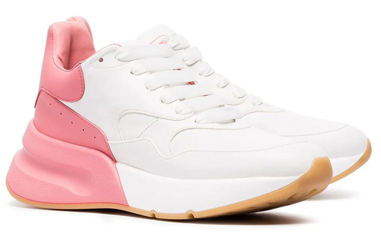 (WMNS) Alexander McQueen Oversized Runner Low Top Leather Sneakers with Mesh 'White Pink' 533709WHRU39374 #