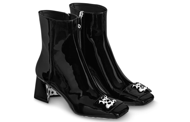 (WMNS) LOUIS VUITTON x YAYOI KUSAMA 55mm Heeled Boots 'Black' 1AB9OF #
