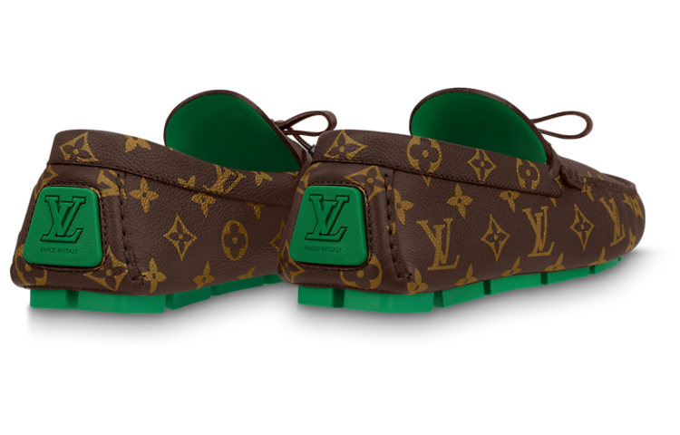 LOUIS VUITTON Driver Moccasin Shoes 'Brown Monogram with Green' 1AARSP #