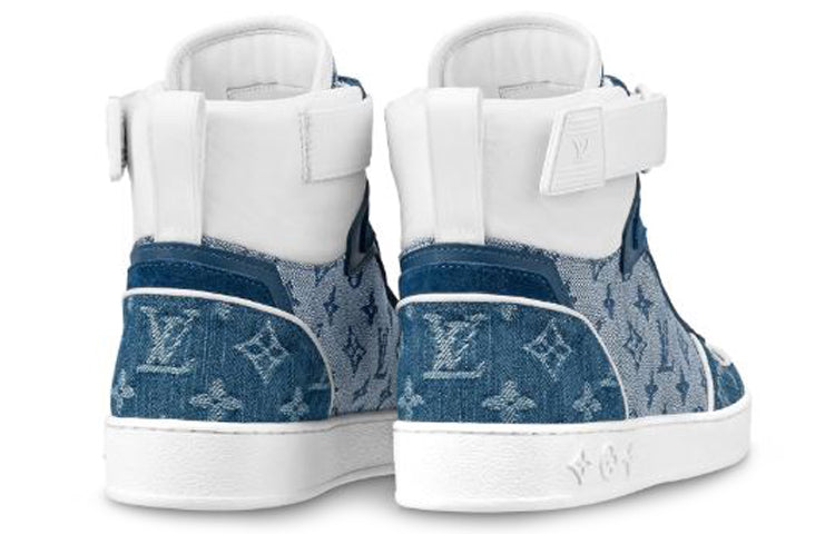 (WMNS) LOUIS VUITTON LV Boombox Monogram High-Top Sneakers Denim-Blue 1A8E3C #