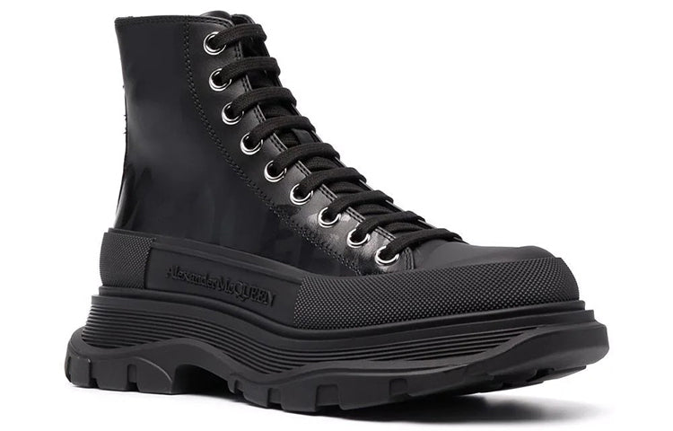 (WMNS) Alexander McQueen Tread Slick High-Top Boots 'Black' 679529WIABD1000 #