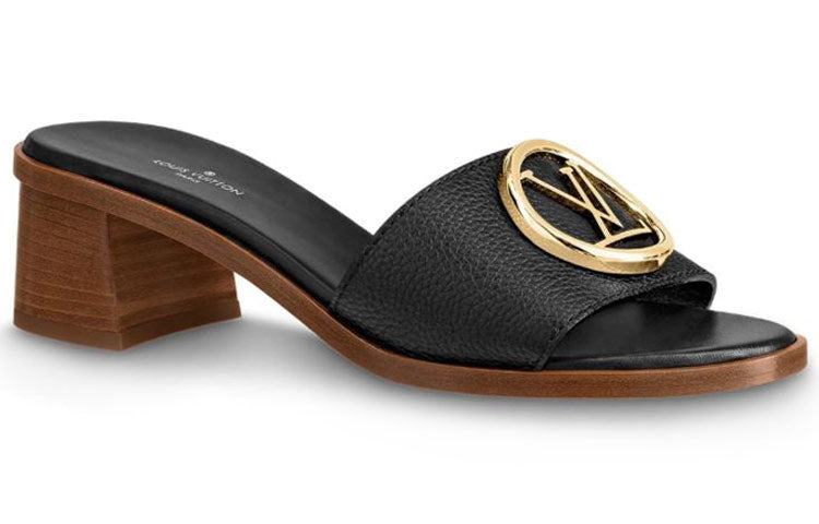 (WMNS) LOUIS VUITTON Lock It Heeled Mules 'Black' 1A57DG #