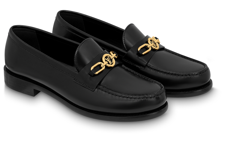 (WMNS) LOUIS VUITTON Chess Flat Loafer Shoes 'Black' 1ABIBA #