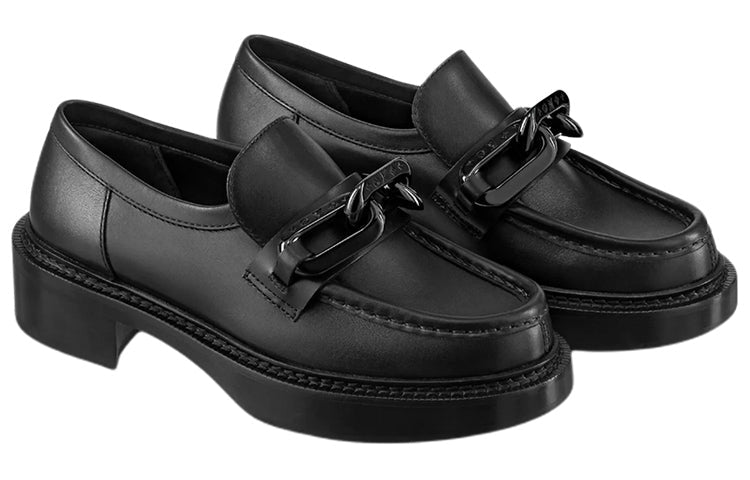 (WMNS) LOUIS VUITTON LV Academy Loafers 'Black with Chain' 1A9R6Y #