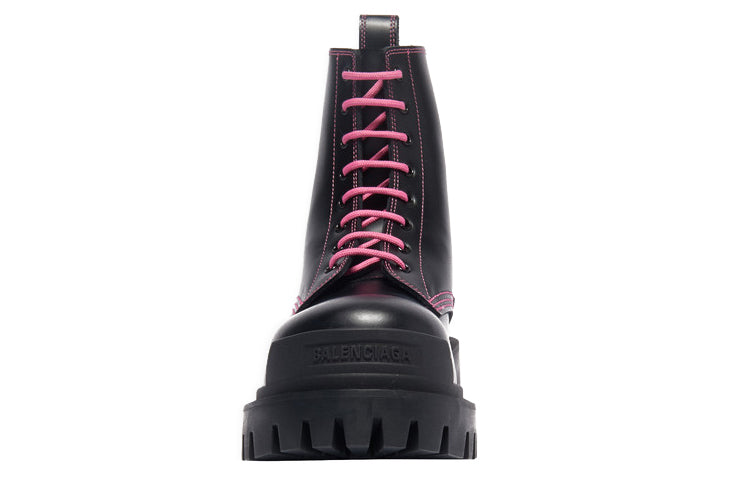 (WMNS) Balenciaga Strike Lace-Up Boot 'Black Pink' 590974WA9641085 #