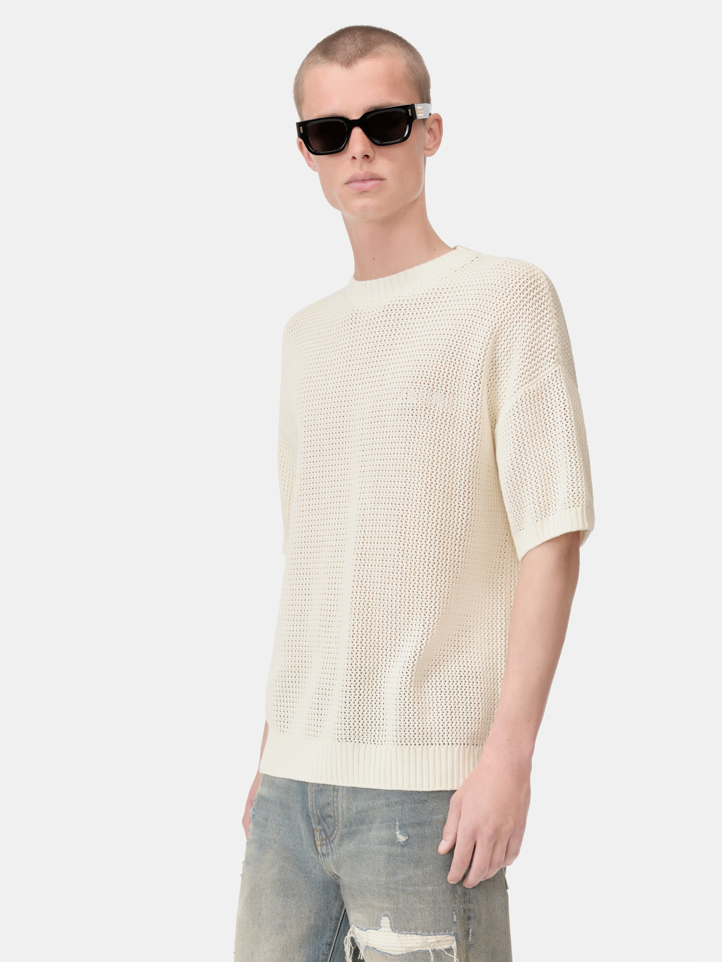 AMIRI CROCHET MESH TSHIRT - Ivory