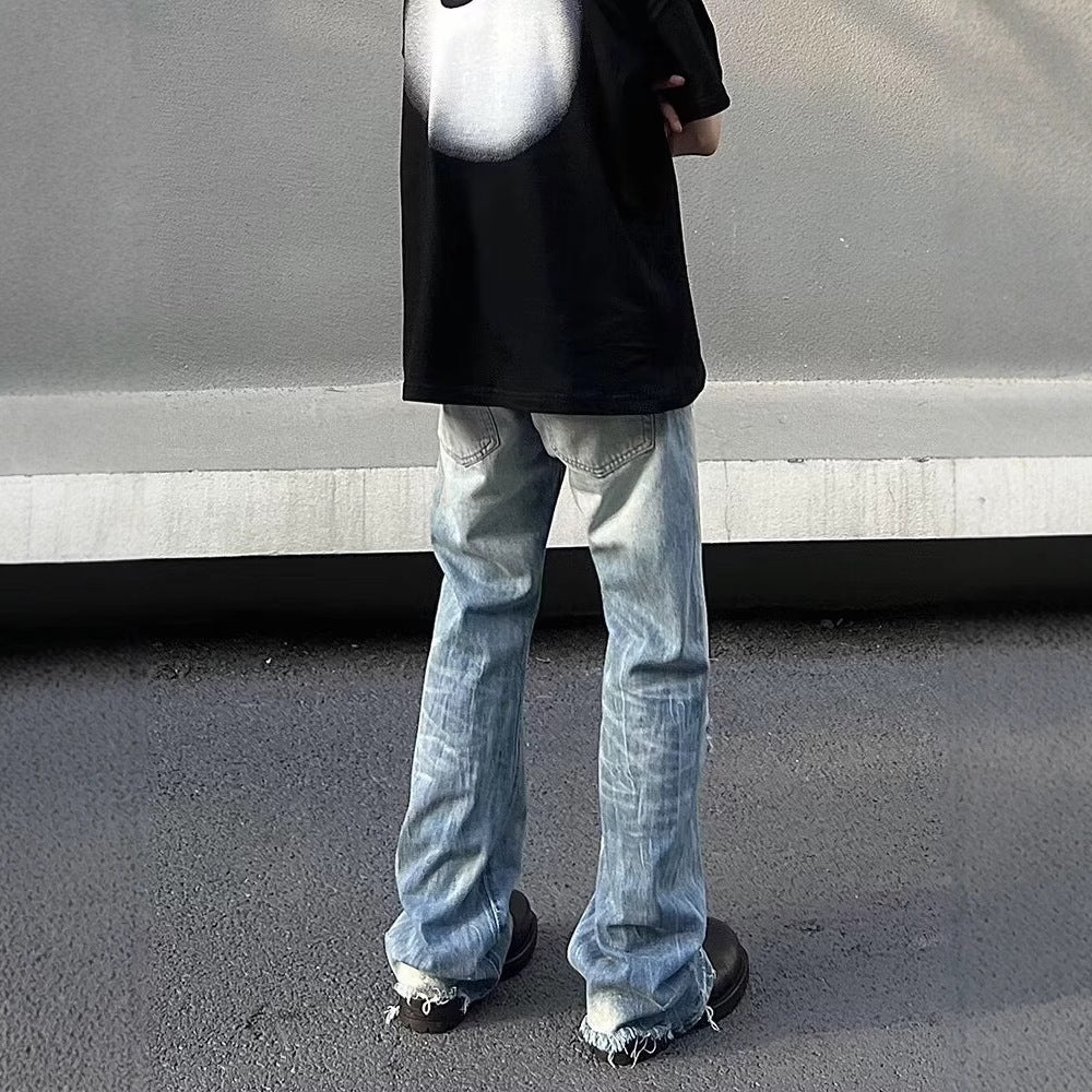 Washed Light Blue Ripped Jeans For Men - MAVERICKFITS