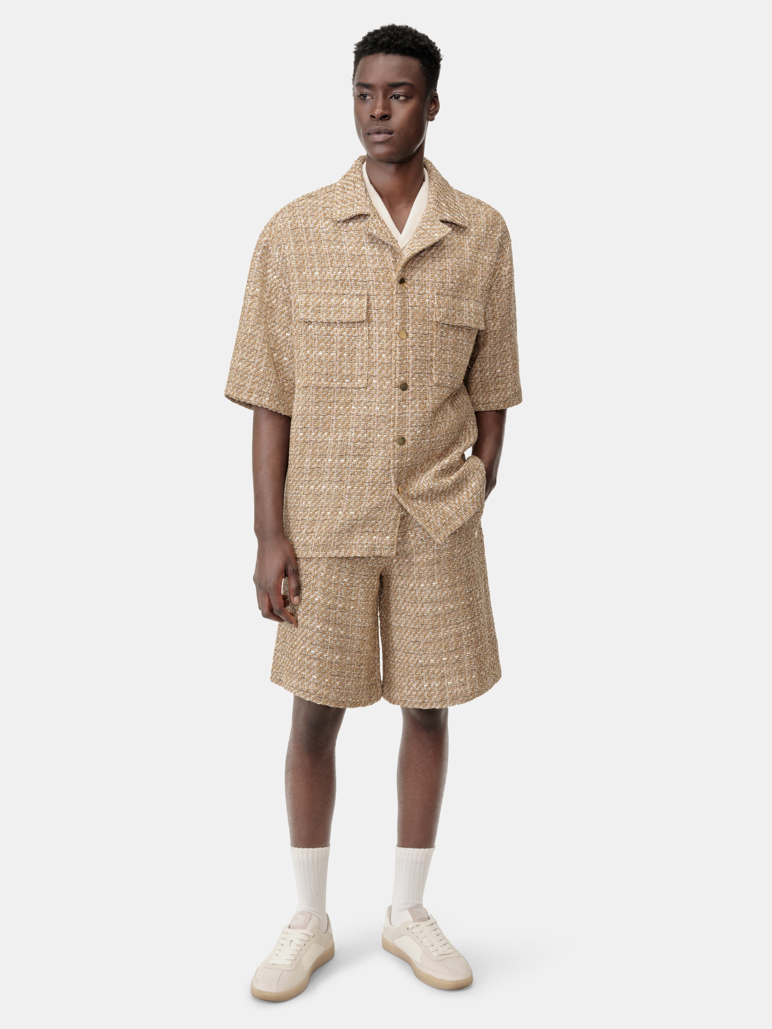 BOUCLE CAMP SHIRT - Camel