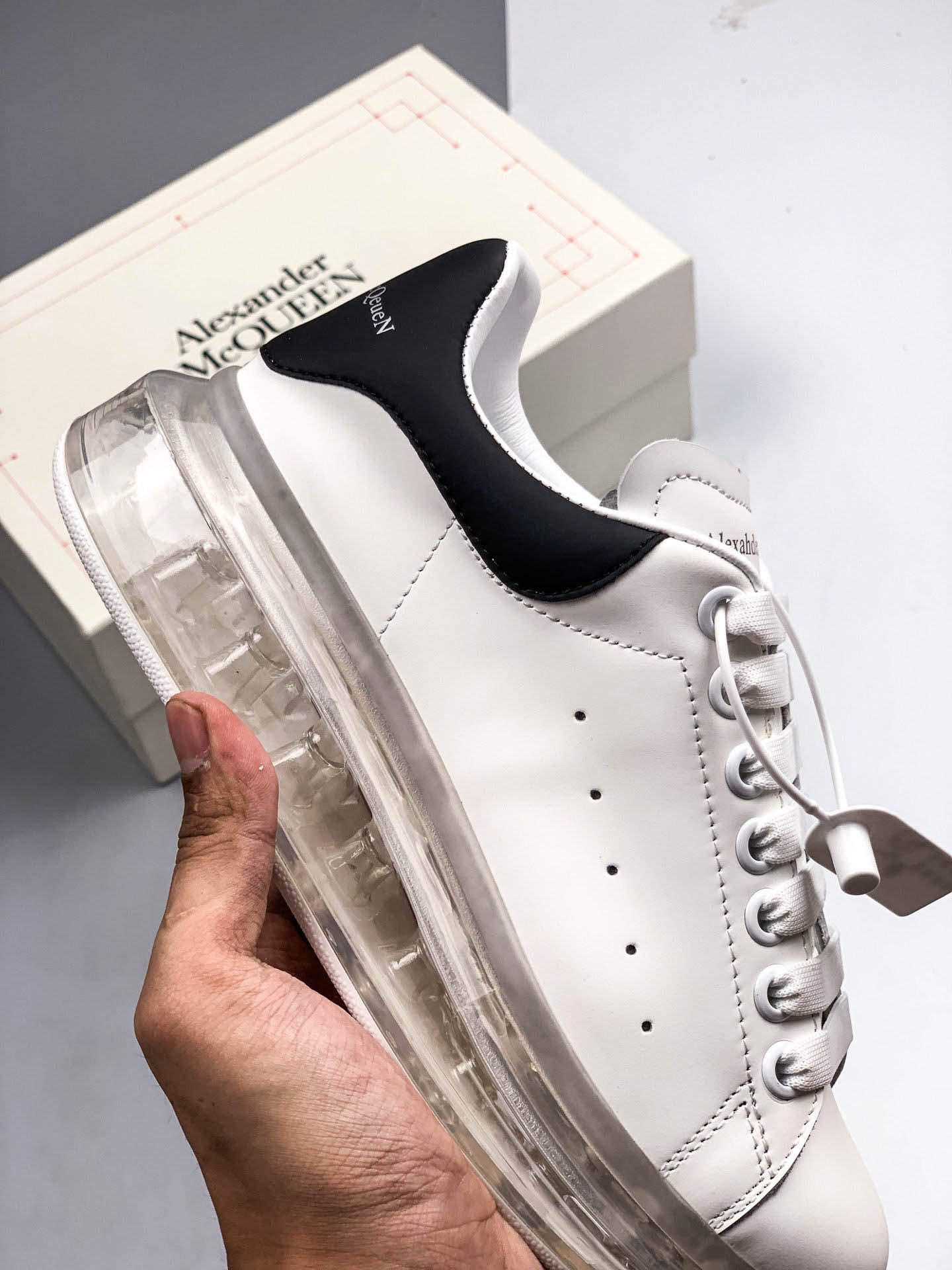 Alexander McQueen Oversized Sneakers 'Clear Sole White Navy Blue' 709817WICY19095 #